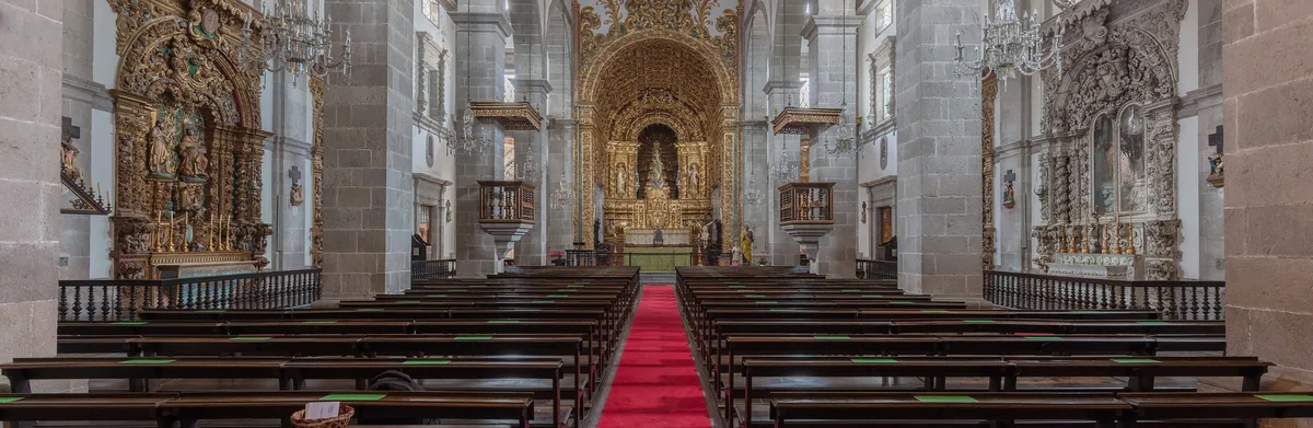 The altar and interior of São José church in Ponta Delgada.